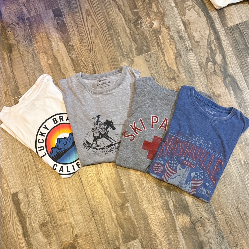 Lucky Brand Men's Graphic Tees - White, Gray, Blue